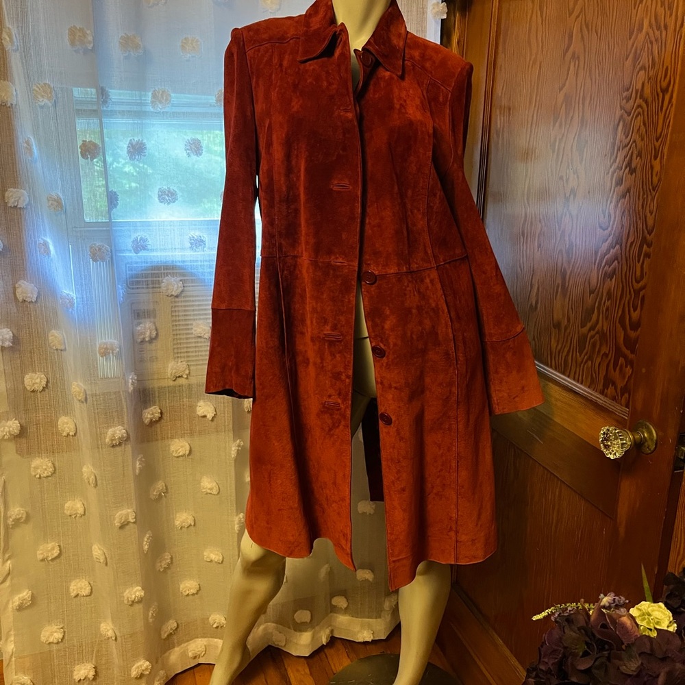 Vintage Red Suede Trench Jacket